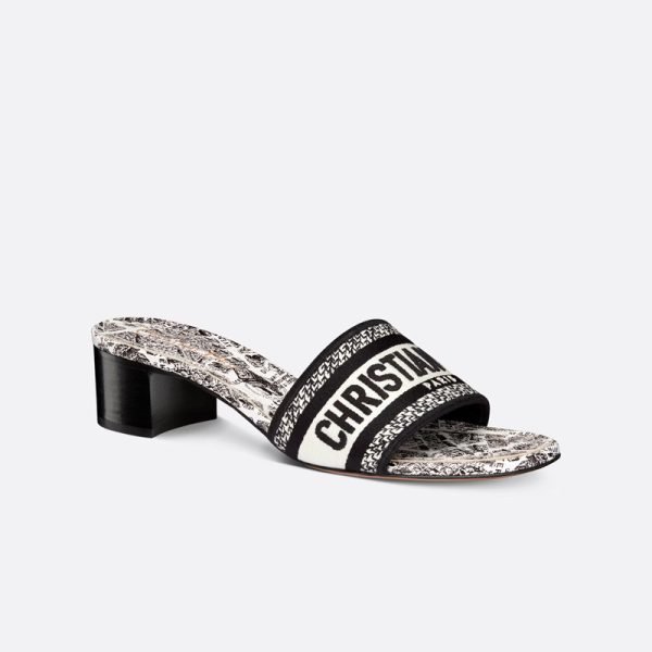 Christian Dior Dway Heeled Slides Women Plan de Paris Motif Canvas Black