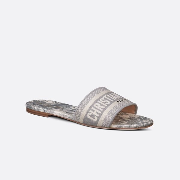 Christian Dior Dway Slides Women Toile De Jouy Motif Canvas Grey