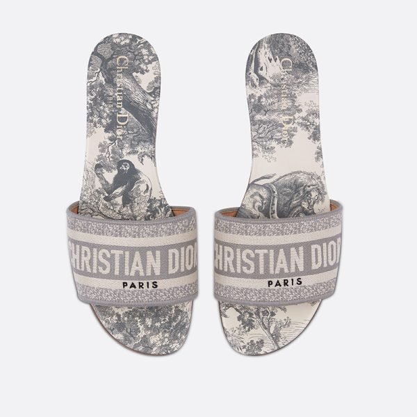 Christian Dior Dway Slides Women Toile De Jouy Motif Canvas Grey - Image 2