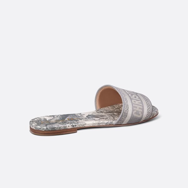 Christian Dior Dway Slides Women Toile De Jouy Motif Canvas Grey - Image 3