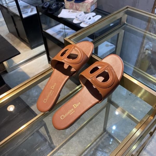 Dior D-Club Slides Women Calfskin Brown - Image 4