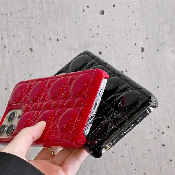 Dior iPhone Case Cannage Patent Leather Red - Image 3